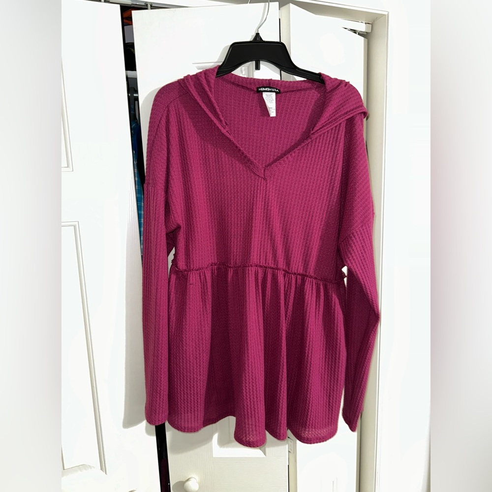 1XL Heimish USA babydoll blouse with hood never worn oversized
